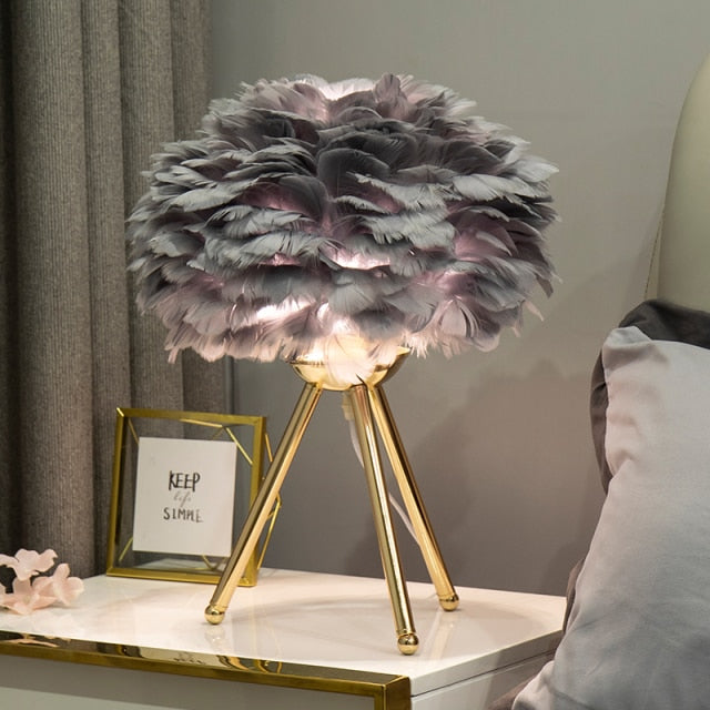 Glam Goose Feather Lamp Bedside Table Lighting Desk Lamp Coffee Table Living Room Lamp Lighting