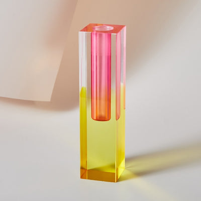 Modern Art Deco Rainbow Acrylic Crystal Pillar Bud Vase