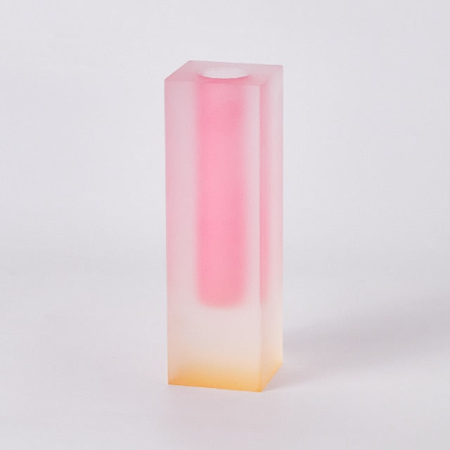Modern Art Deco Rainbow Acrylic Crystal Pillar Bud Vase
