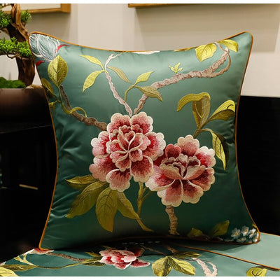 Cherry Blossom Satin Collection Vintage Retro Inspired Throw Pillow Cover