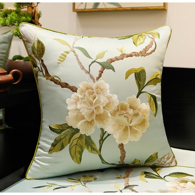 Cherry Blossom Satin Collection Vintage Retro Inspired Throw Pillow Cover