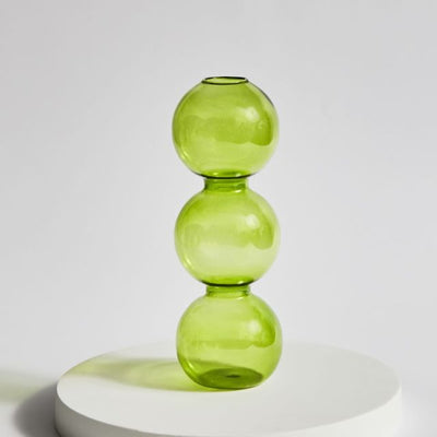 Chartreuse Green Vintage Retro Wavy Groovy Glass Candlestick Holders Flower Vase Collection
