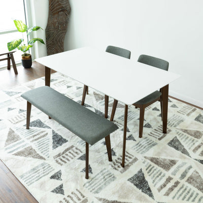 Siriana 4 -Piece Mid-Century Rectangular Dining Set w/ 2 Fabric Dining Chairs in Gray